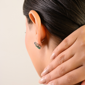 High Quality Natural Emerald & Diamond Star Shape 925 Solid <b>Silver</b> <b>Stud</b> <b>Earrings</b> For Women's Wedding Party Wear Accessories - Product Image 4