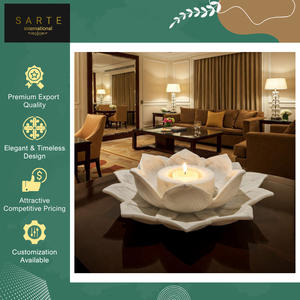 New Elegant Design Natural Stone Handmade Eco-Friendly Modern Decorative Marble Lotus Candle Holder Tealight Stand Christmas - Product Image 3