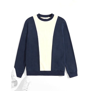 Vente en gros de sweatshirts à col ras du cou de qualité luxueuse pour hommes, broderie personnalisée, sweatshirts à capuche bicolores à la mode, grande taille, automne élégant - Product Image 1