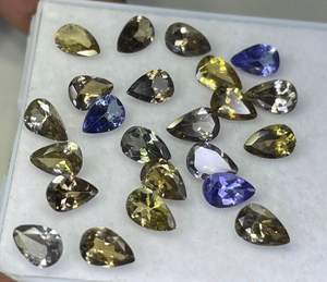 Lot de tanzanite naturelle facettée non chauffée 6x4 mm. Tanzanite en forme de poire, non montée. - Product Image 1