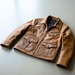 Veste en cuir véritable vintage pour homme, col rabattu, fermeture éclair, couleur unie, style motard pour l'automne - Product Image 2