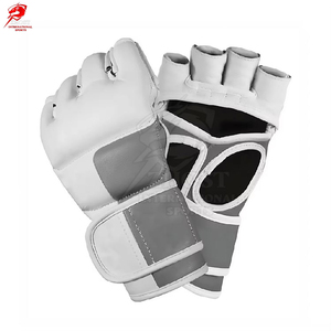 ถุงมือ MMA หนังวัวสีขาว 12 ออนซ์ แบบเปิดนิ้ว พร้อมสายรัดแบบ Hook & Loop สำหรับฝึกซ้อมมวยไทยและมวยสากล - Product Image 6