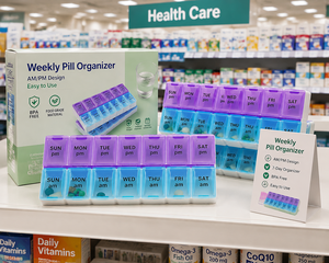 Weekly Pill Organizer 14-Compartment Plastic Storage Case <b>for</b> Daily Medication Management - Product Image 3