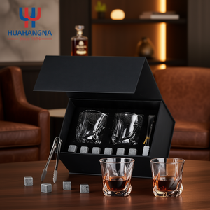 Vietnam Manufacturer Custom Rigid Charcoal Foam Insert Gift <b>Box</b> Set <b>for</b> 2 Whiskey Glasses & Stones - Product Image 2