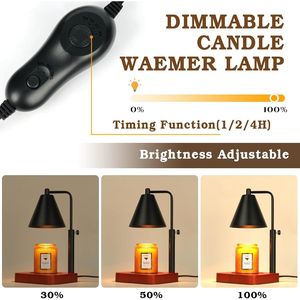 Lampe chauffe-bougie noire moderne avec minuterie, cadeau d'anniversaire pour homme, papa, femme, maman, bougies en pot réglables - Product Image 6