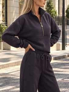 ONETEN APPARELS Women Zip Up Sweatshirt Jogger Set Casual <b>Long</b> Sleeve Tracksuit - Product Image 4