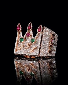 Custom Crown <b>Ring</b> for Men 14k Gold <b>Iced</b> Out Pinky <b>Ring</b> Ruby Emerald Royal Statement <b>Ring</b> Personalized Hip Hop Jewelry - Product Image 3