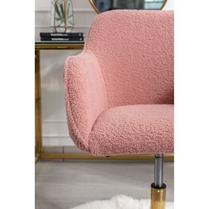 Sedia da Ufficio Moderna con Altezza Regolabile, Rotazione a 360°, Gambe in Metallo Dorato, Ruote Universali, Materiale in Tessuto Teddy - Product Image 2