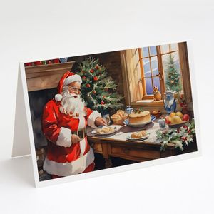 Set di 8 Biglietti d'Auguri Fantasiosi Formato A7 5x7 con Babbo Natale e Biscotti, Include Buste - Product Image 1