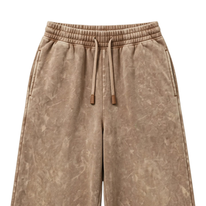 Ensemble survêtement vintage deux pièces marron délavé à l'acide avec sweat à capuche zippé et pantalon de survêtement large – Vêtements streetwear écologiques pour l'hiver - Product Image 4