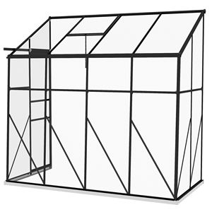 Serra in Policarbonato 8FT X 4FT, Serra a Tettoia in Alluminio con Grondaia e Base Nera, per Giardino e Orto - Product Image 1