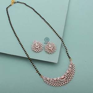 Rima CZ Designer Mangalsutra Set-Rhodium Plated Zircon Wedding Jewelry for Children - Product Image 5