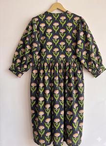 Vestido Maxi Bohemio para Mujer con Estampado Floral, Cuello Atado, Manga Abullonada, Ajuste Holgado, Viscosa y Poliéster, Vestido Casual de Primavera con Dobladillo Escalonado - Product Image 5