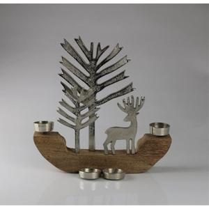 Portavelas Rústico de Madera con Ciervo y Árboles Metálicos, Tema Forestal, Decoración de Mesa para el Hogar, Adornos Navideños de Invierno, Regalos - Product Image 5