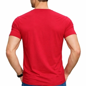 T-shirt homme col V uni, coupe slim, manches courtes, coton léger, décontracté, été - Product Image 2