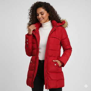 Chaqueta Acolchada Reversible con Capucha y Cierre de Cremallera para Mujer, Rellena de Plumas Gruesas para Invierno - Product Image 5