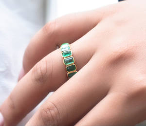 Anillo de Eternidad con Esmeralda Natural, Oro Amarillo de 18K, Gema Verde con Corte Octogonal - Product Image 6