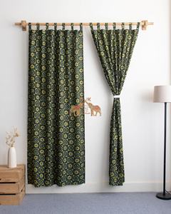 Hermosas Cortinas de Algodón Estampadas a Mano, Juego de Cortinas para Puerta Hechas a Mano, Diseño Moderno y Lujoso - Product Image 2