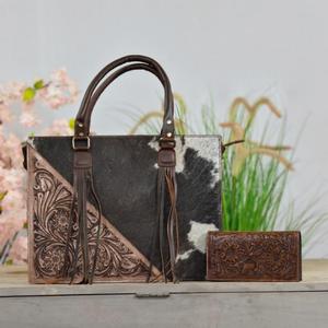 <b>Leather</b> Walla Hand <b>Tooled</b> Women Genuine <b>Leather</b> Cowhide Floral Pearl High Quality Luxury Designer Multi-function Shoulder - Product Image 1