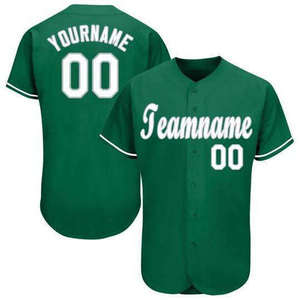 Custom Baseball Jersey White Green Print Button Up Personalized Men Adult Team Uniform OEM Sportswear - Product Image 2