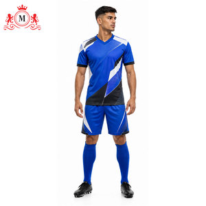Conjunto de camiseta y pantalones cortos de fútbol para hombre, azul, sublimado, transpirable, de poliéster, uniforme de fútbol para adulto, detección de agujas - Product Image 2