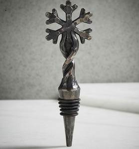 Bouchon de bouteille de vin artisanal en forme de flocon de neige, sur mesure, durable, fait main - Product Image 1