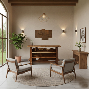 Mesa de Bar Moderna y Artística de Madera Maciza de Suar de Lujo para Uso en Cocina, Muebles Comerciales Niwara Bisoepo - Product Image 6