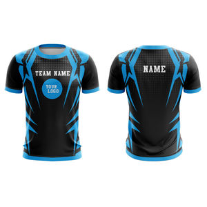 เสื้อฟุตบอลแขนสั้นสีดำแบบยูนิเซ็กซ์ ลายธงชาติแบบเรขาคณิต พิมพ์ลายแบบ Sublimation ระบายเหงื่อได้ดี ทรงสปอร์ต เหมาะกับทุกฤดูกาล ชุดทีม - Product Image 2