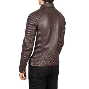 OEM High Quality Embroidery <b>Winter</b> <b>Leather</b> <b>Jacket</b> with Stand Collar Canvas Fabric Cow Skin <b>Leather</b> Breathable & Waterproof - Product Image 2