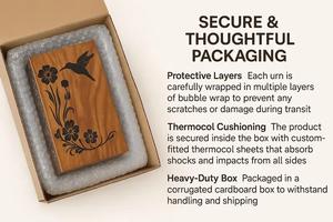 Urne funéraire en bois de manguier Arbre de Vie, boîte à cendres pour adulte, urne artisanale pour cendres humaines, taille moyenne 9x5,5 pouces. - Product Image 4