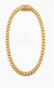 Premium Cuban link chain <b>necklace</b> in 18K yellow gold iced out with hand set lab grown diamonds bold hip hop luxury <b>statement</b> - Product Image 2