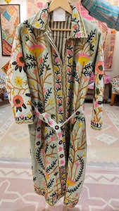 Manufacturer Wholesale Cotton Velvet Maxi Kimono Robe Jacket Reversible Coat Cardigan Bride Suzani Embroidery Jacket Winter Coat - Product Image 6