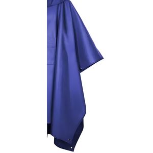 Veste de pluie réversible imperméable et coupe-vent en polyester vert enduit de PVC pour l'automne/hiver avec fermeture éclair et boutons - Product Image 4