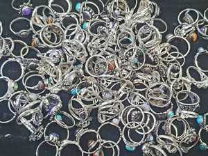 แหวนพลอยหลากชนิดขายส่ง เครื่องประดับแฟชั่น แหวนทำมือสวยงามสำหรับผู้หญิง แหวนชุบเงิน ไซส์ US 5-11 - Product Image 6