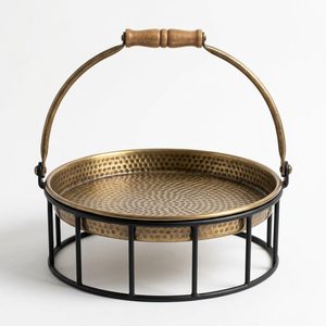 Panier à chaussures en fil métallique fait main 28 cm Laiton & Noir Décoration Maison/Hôtel Mariage - Product Image 1