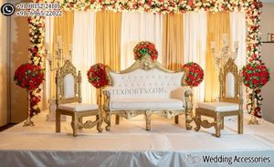 Classic French Style Wedding <b>Sofa</b> Set Maharaja Style White-<b>Gold</b> Furniture For Hindu Weddings Muslim Walima Decor Stage <b>Sofa</b> Set - Product Image 4