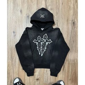 Ensemble de survêtement gothique Feti à capuche noir, coupe ample, manches longues, pantalon à cordon, sweat-shirt, tenue décontractée d'automne - Product Image 2
