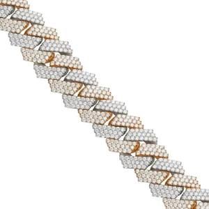 AMBER JEWELS Lab Grown Emerald Cut 14K Solid Gold Geometric Hiphop Chain Link <b>Bracelet</b> Unisex Wedding Party Everyday IGI Gold - Product Image 2