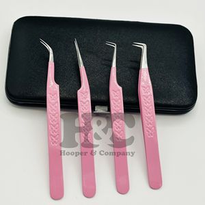 Nouvelle pince à épiler rose pointe violette extension de cils durable pince à épiler vison Logo offre poignée en forme de coeur pince à épiler en acier inoxydable - Product Image 4