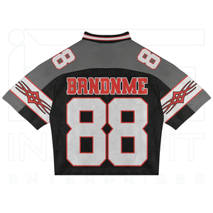 เสื้อฟุตบอลเรโทรสั่งทำโลโก้ขายส่ง เสื้อเจอร์ซีย์ตาข่ายโพลีเอสเตอร์ระบายอากาศ ทรงโอเวอร์ไซส์ ไหล่ตก ทรงบ็อกซี่ เสื้อยืดกีฬาผู้ชาย - Product Image 2