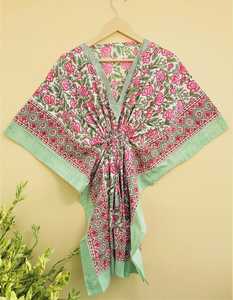 Wholesale Cotton Kaftan Indian Floral Kaftan Long Kaftan Dress For Women Beach Cover <b>up</b> Sleepwear Summer Wear Kaftan Dress - Product Image 1