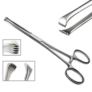 คีมจับเนื้อเยื่อพรีเมียม Allis Tissue Forceps 4x5 5x6 ฟัน สแตนเลสสตีล สำหรับผ่าตัดจับลำไส้ ใช้ซ้ำได้ ขนาด 15 ซม. 19 ซม. 25 ซม. ได้รับมาตรฐาน CE ISO - Product Image 1