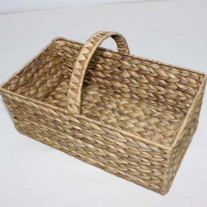 Handwoven Rustic Water Hyacinth <b>Rectangular</b> <b>Basket</b> with Handle Eco-Friendly for Bathrooms - Product Image 4