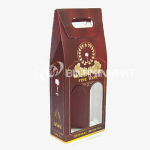 Porte-bouteille de vin double imprimé personnalisé de haute qualité excellent emballage pour le vin avec des boîtes en papier à poignée confortable - Product Image 4