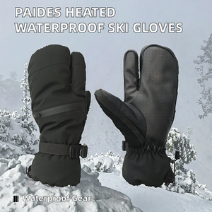Leather Heated Ski Gloves with <b>Touch</b> Screen Technology Waterproof & Unisex for Winter Snowboarding and Outdoor Activities - Product Image 2