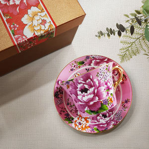 ชุดถ้วยกาแฟพอร์ซเลนลายดอกโบตั๋นและจานรองของขวัญแบบดั้งเดิมจากวัฒนธรรมจีนสไตล์ Hakka เหมาะสำหรับเป็นของขวัญทางธุรกิจ - Product Image 4