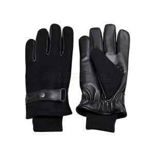 ถุงมือหนังสีดำแบบติดกระดุม หนังแกะสีดำ คุณภาพสูง แฟชั่นฤดูหนาว สำหรับกิจกรรมกลางแจ้ง รับผลิตตามแบบ (OEM) มีหลายขนาด ถุงมือข้อมือริบบิ้นอุ่นๆ - Product Image 1