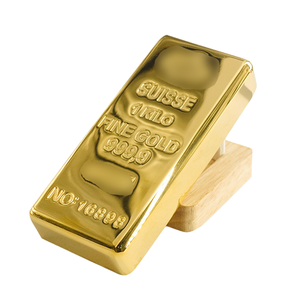Vente en gros usine 1 Kilo Barre de lingot plaquée or 999.9 en laiton massif avec logo personnalisé pour collection, investissement et décoration - Product Image 1