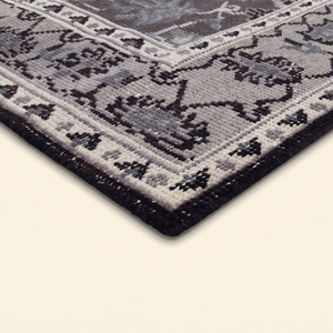 Alfombra Anudada a Mano Negra y Gris Noir Heritage, Alfombra Tradicional con Medallón Desgastado para Sala de Estar, Dormitorio y Hotel - Product Image 5