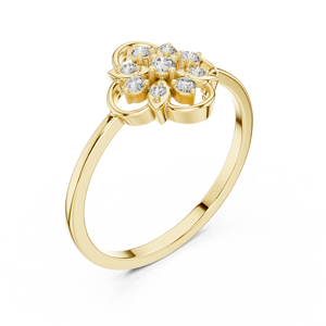 Anillo de oro macizo de 14k para mujer con diseño de flor romántica, corte redondo minimalista, ideal para regalo, compromiso, aniversario, boda. - Product Image 3